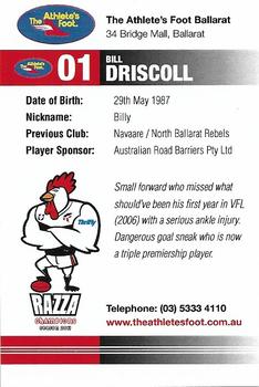 2011 Razza's Rookies - North Ballarat Roosters #NNO Bill Driscoll Back